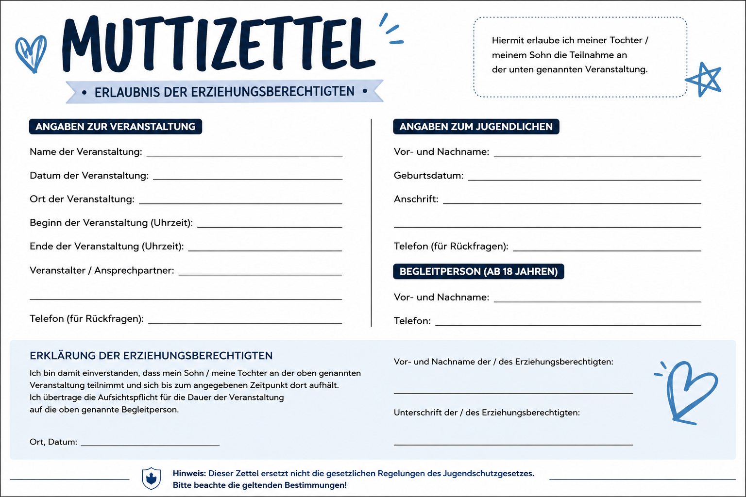muttizettel vorlage zum ausdrucken