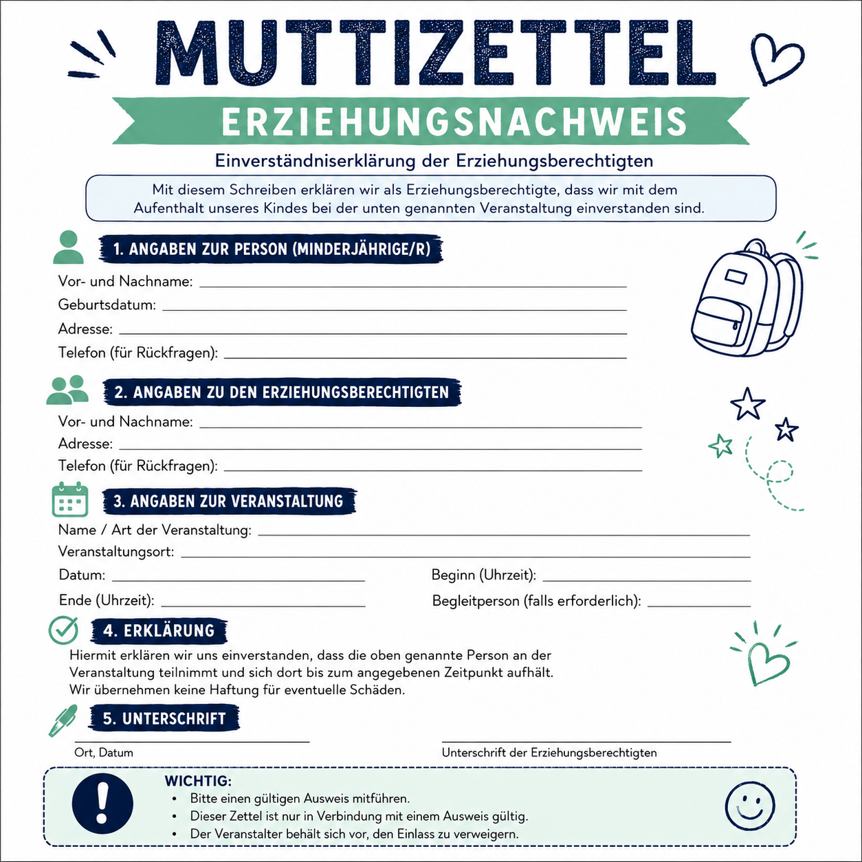 muttizettel zum ausdrucken
